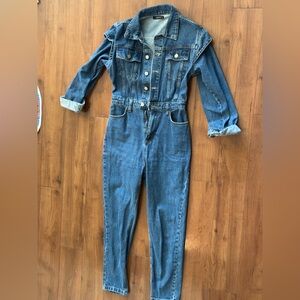 Denim Jumpsuit with Button Front